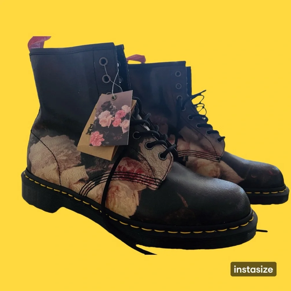 Dr. Martens Black Floral Boots - Picture 1 of 5